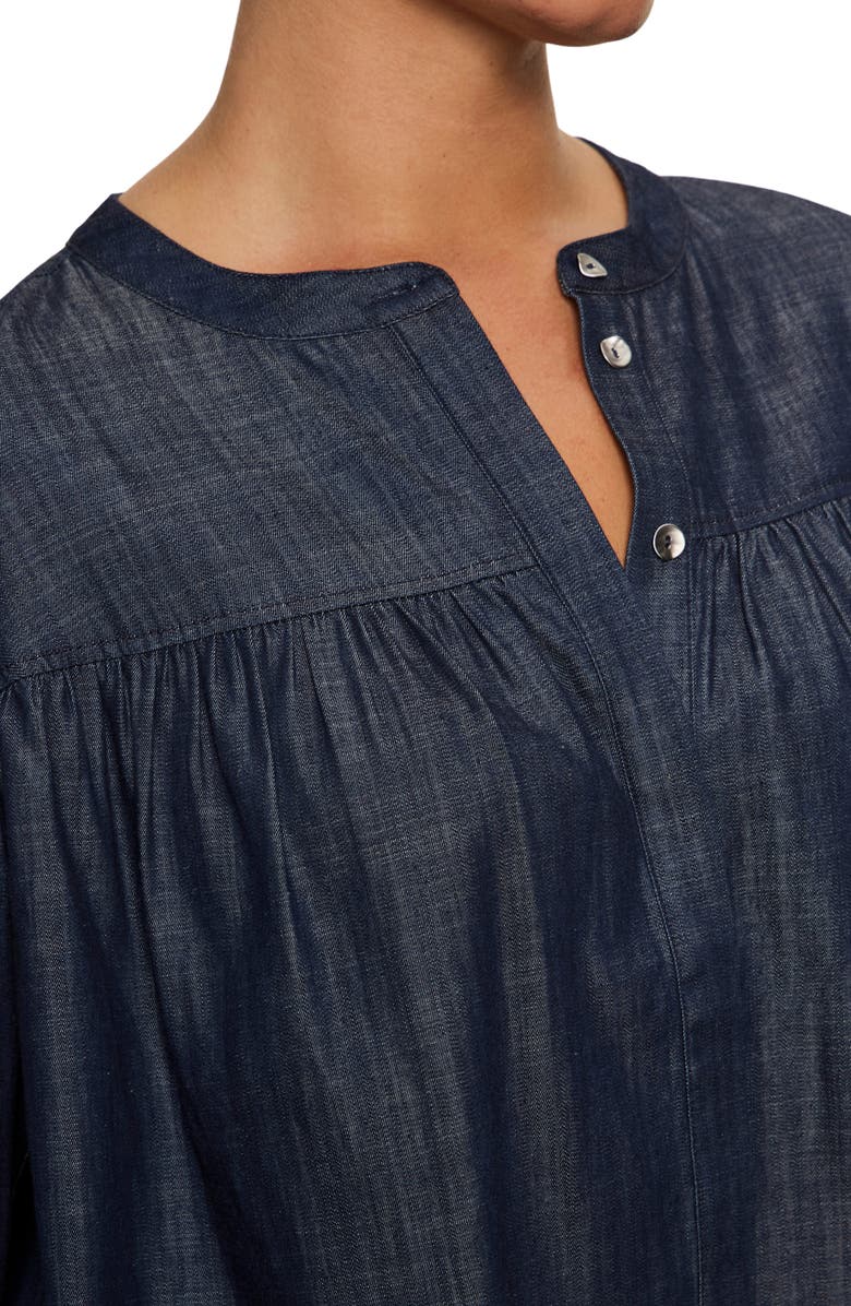 Sanctuary Personal Best Shirred Button-Up Shirt, Alternate, color, Moonshadow Blue