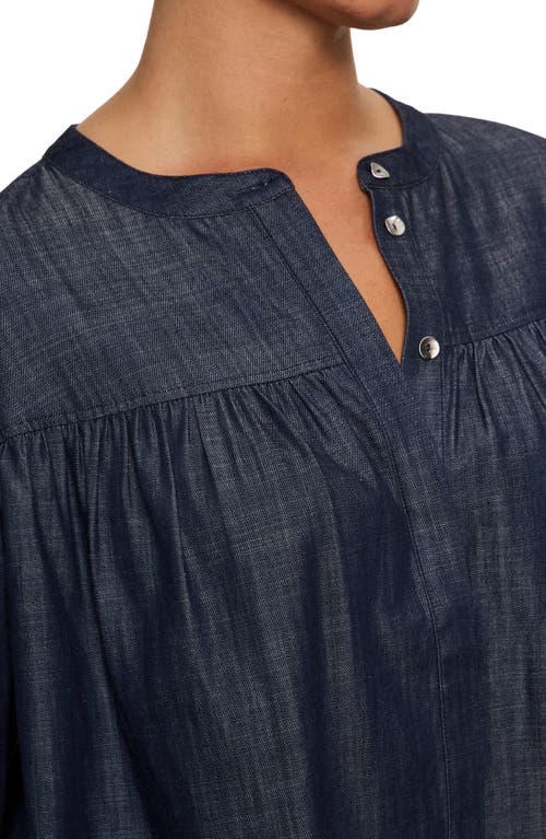 Sanctuary Personal Best Shirred Button-up Shirt In Blue