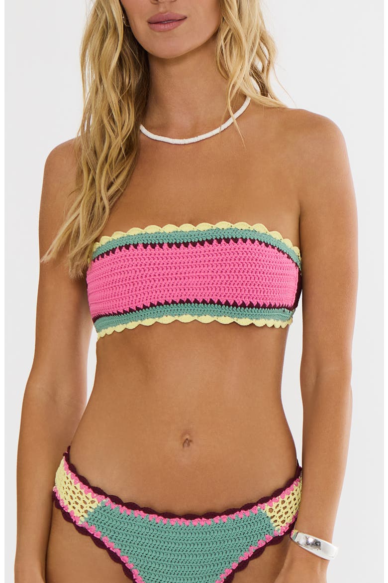 Rey Crochet Bandeau Swim Top, Main, color, RASPBERRY BLOOM CROCHET
