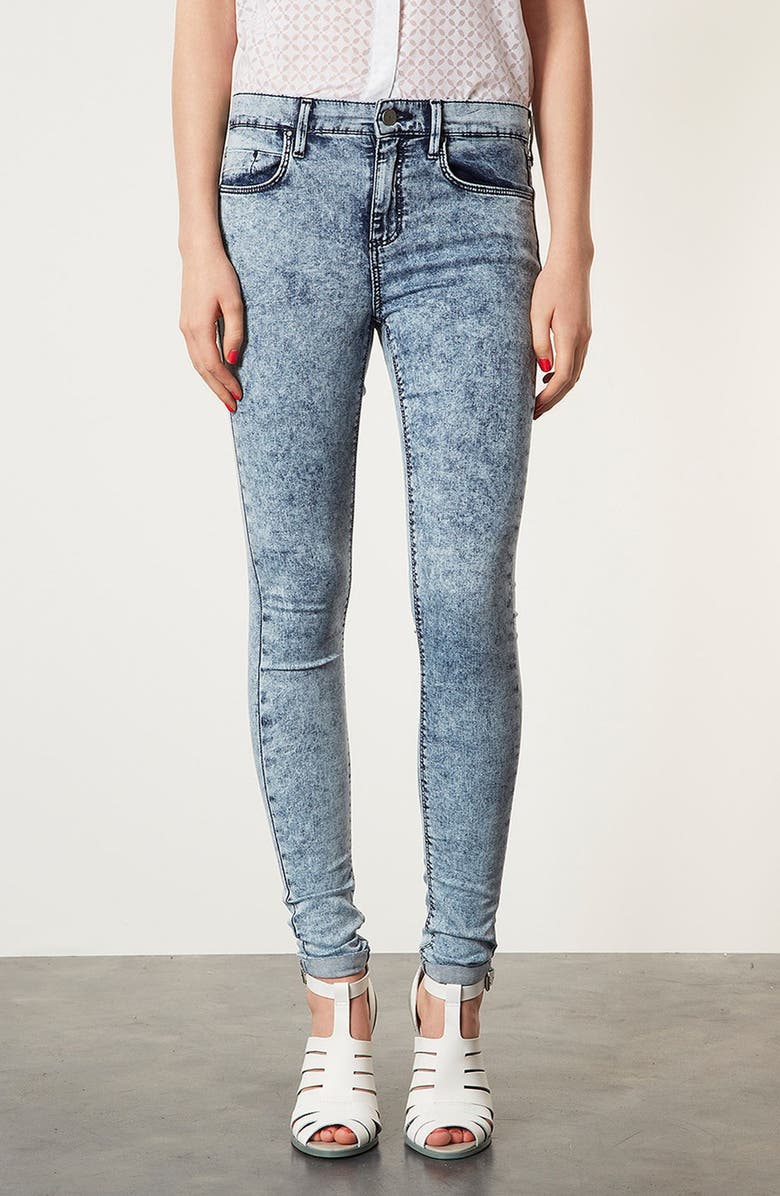 Topshop Moto 'Leigh' Acid Wash Skinny Jeans, Alternate, color, 