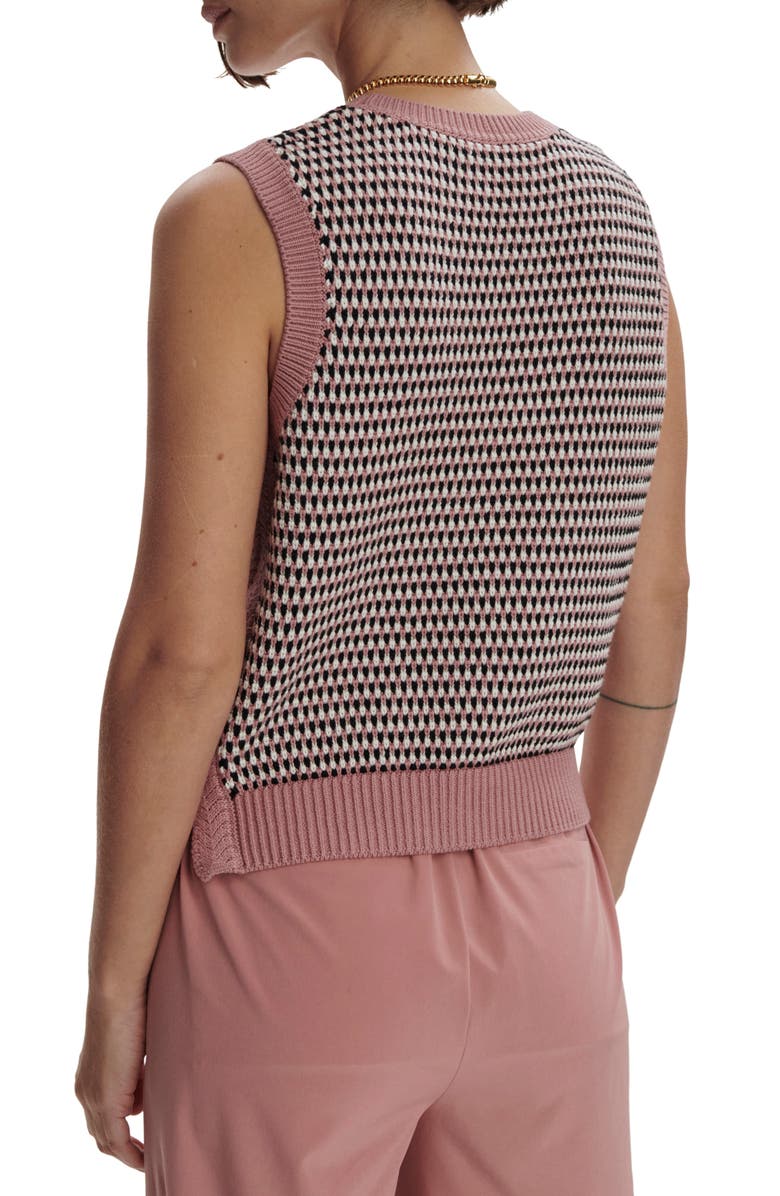 Varley Knowles Textured Cotton Vest, Alternate, color, Woodrose Multi Stitch