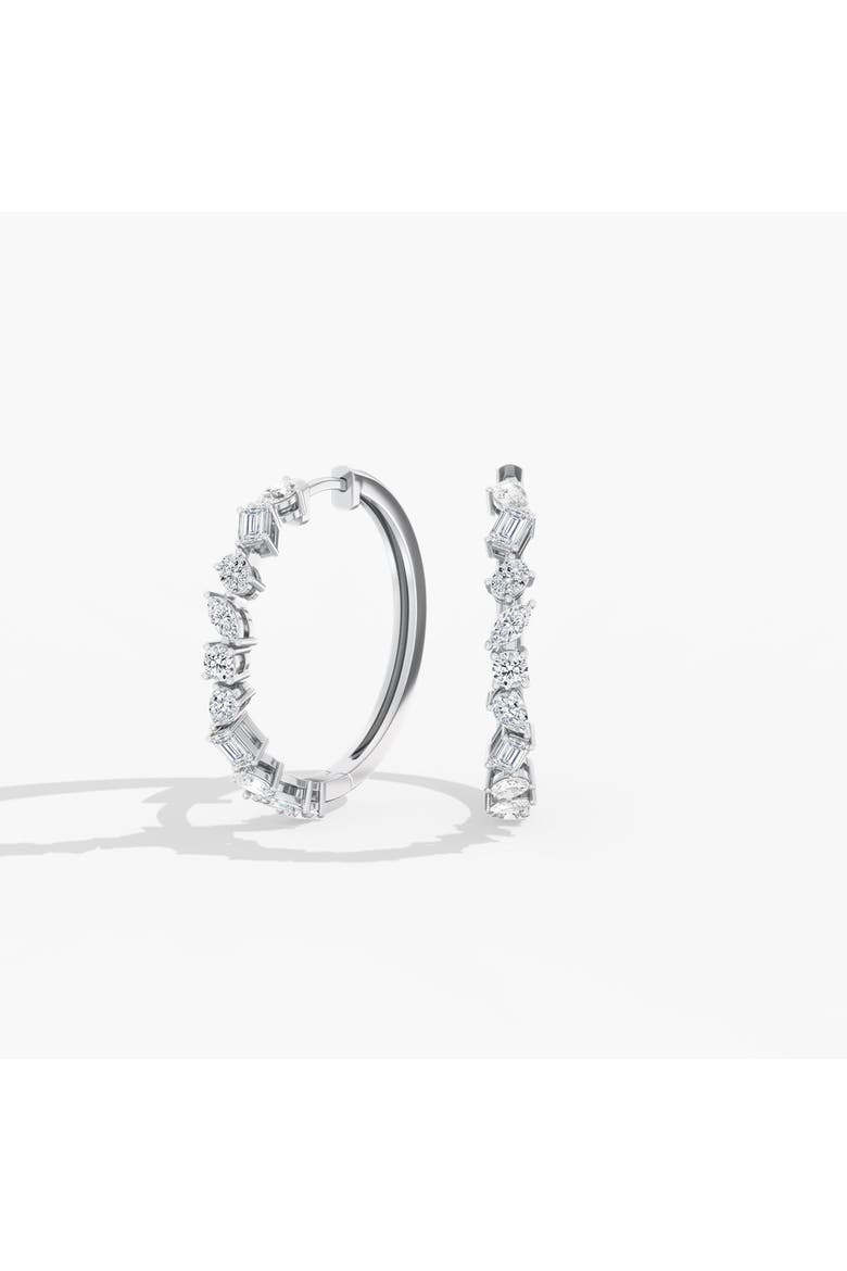Classic Multi-Shape Lab Diamond Hoop in 14K Gold, Main, color, White Gold
