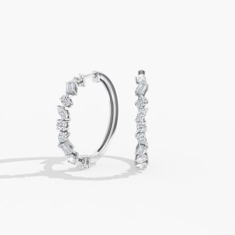 Classic Multi-Shape Lab Diamond Hoop in 14K Gold