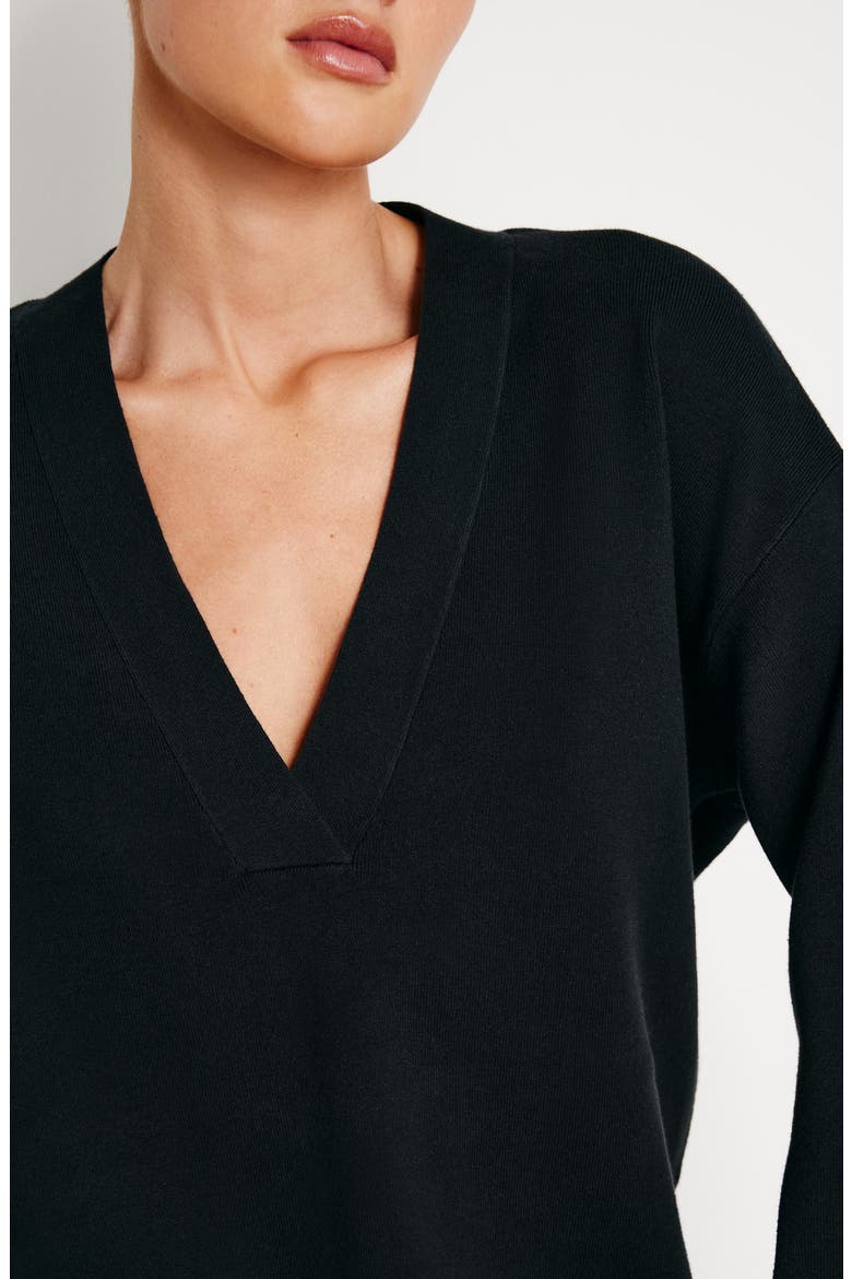 V-Neck Boxy Cotton Blend Sweater, Alternate, color, BLACK001