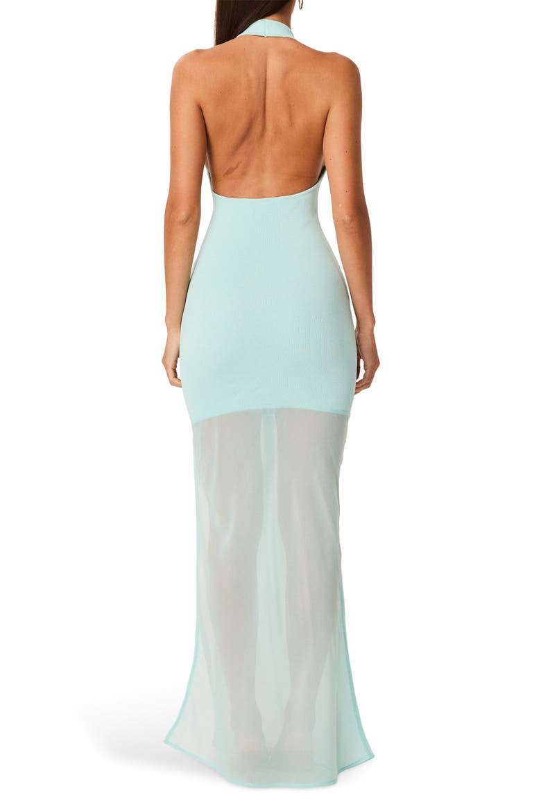 Sommer Halter Neck Maxi Dress, Alternate, color, AQUA