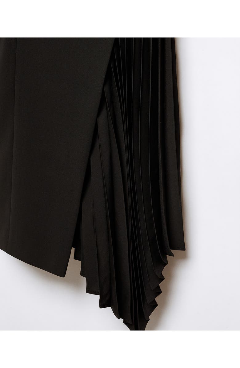 MANGO Pleated Asymmetric Long Sleeve Blazer Dress, Alternate, color, 