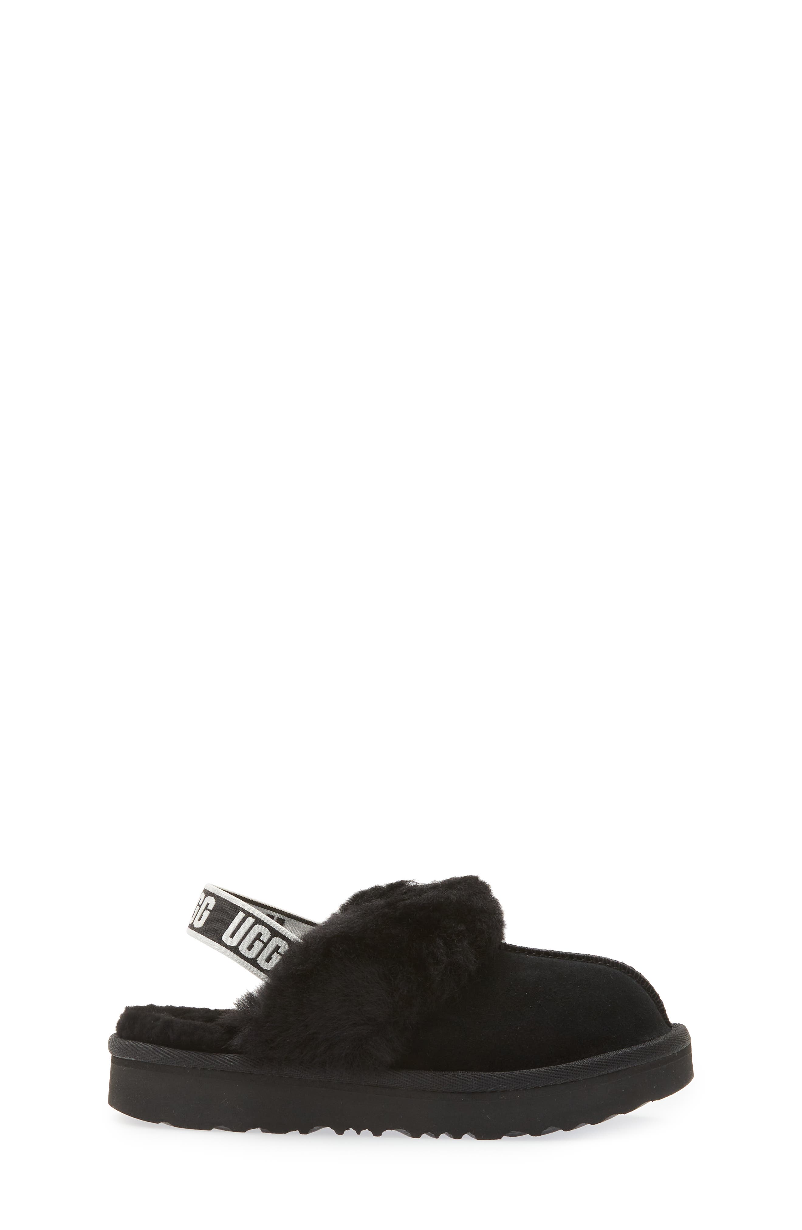 UGG<sup>®</sup> Funkette Water Resistant Genuine Shearling Trim Clog, Alternate, color, Black