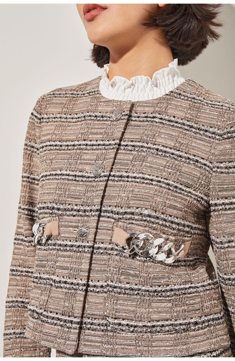 Ming Wang Button Front Heritage Jacket, Alternate, color, Java/Black/Ivory