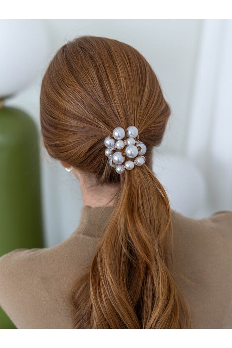 At Tiffany's Capsule Beaded Bracelet Hairtie, Alternate, color, Ivory