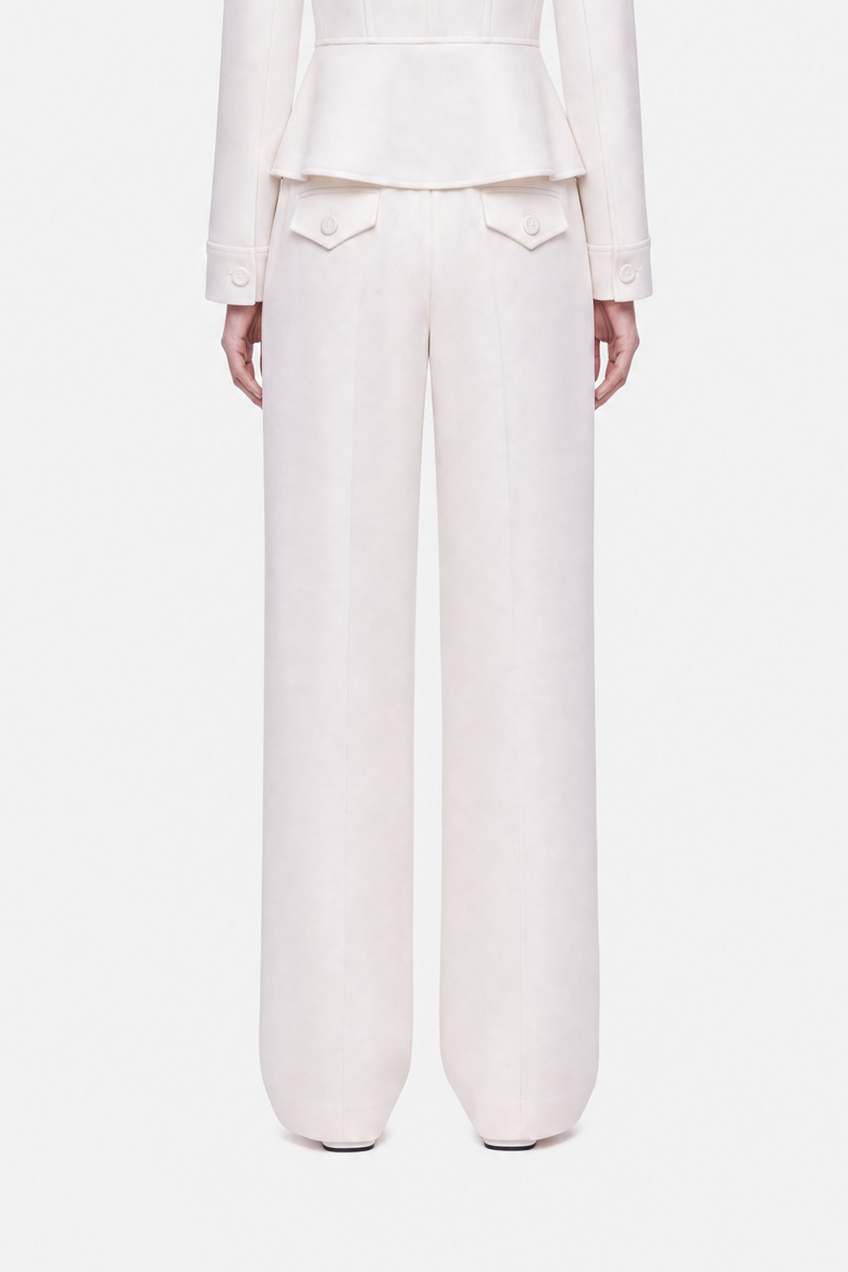Double Pleat Wide Leg Trousers, Alternate, color, White