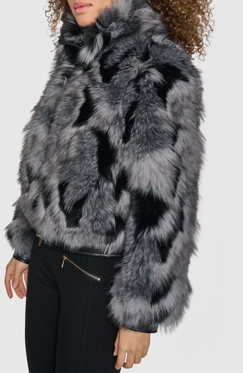 KARL LAGERFELD PARIS Shag Faux Fur Bomber, Alternate, color, Grey Multi