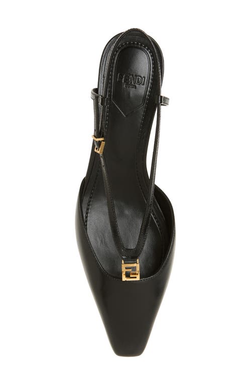 Fendi Fold Kitten Heel Slingback Pump In Nero
