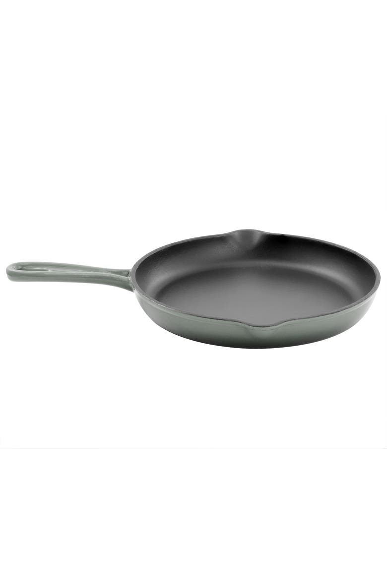 Round 10.25 Inch Enameled Cast Iron Skillet, Main, color, Gray