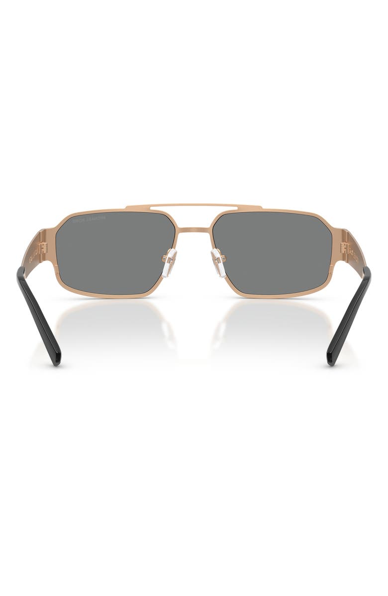 Michael Kors Cape Town 58mm Rectangular Sunglasses, Alternate, color, Black Matte / Dark Grey Mono