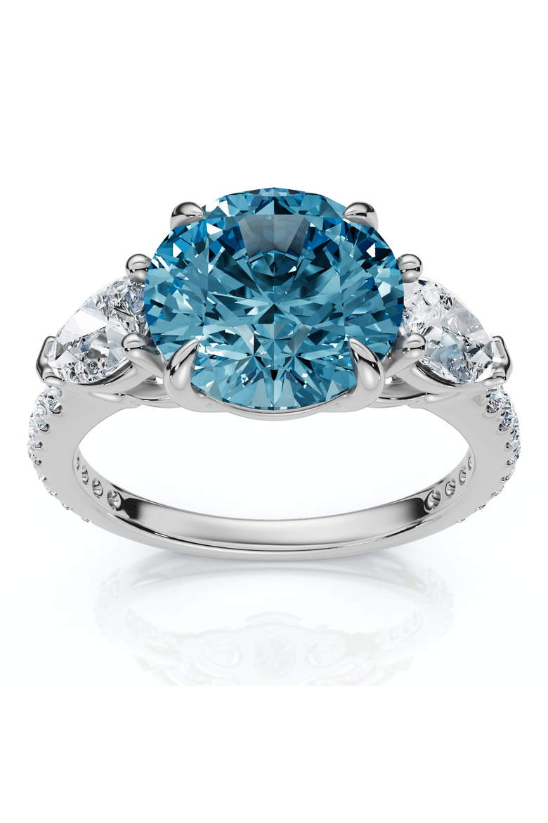 3 1/2Ct Fancy Blue Lab Grown Accent Diamond Engagement Ring 14k Gold, Main, color, 14k White Gold