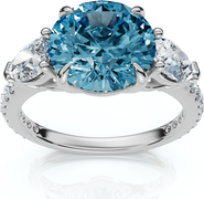 Bliss Diamond 3 1/2Ct Fancy Blue Lab Grown Accent Diamond Engagement Ring 14k Gold