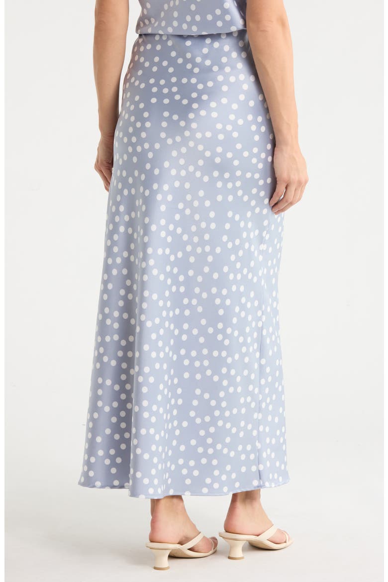 Polka Dot Print Maxi Skirt, Alternate, color, STEEL BLUE