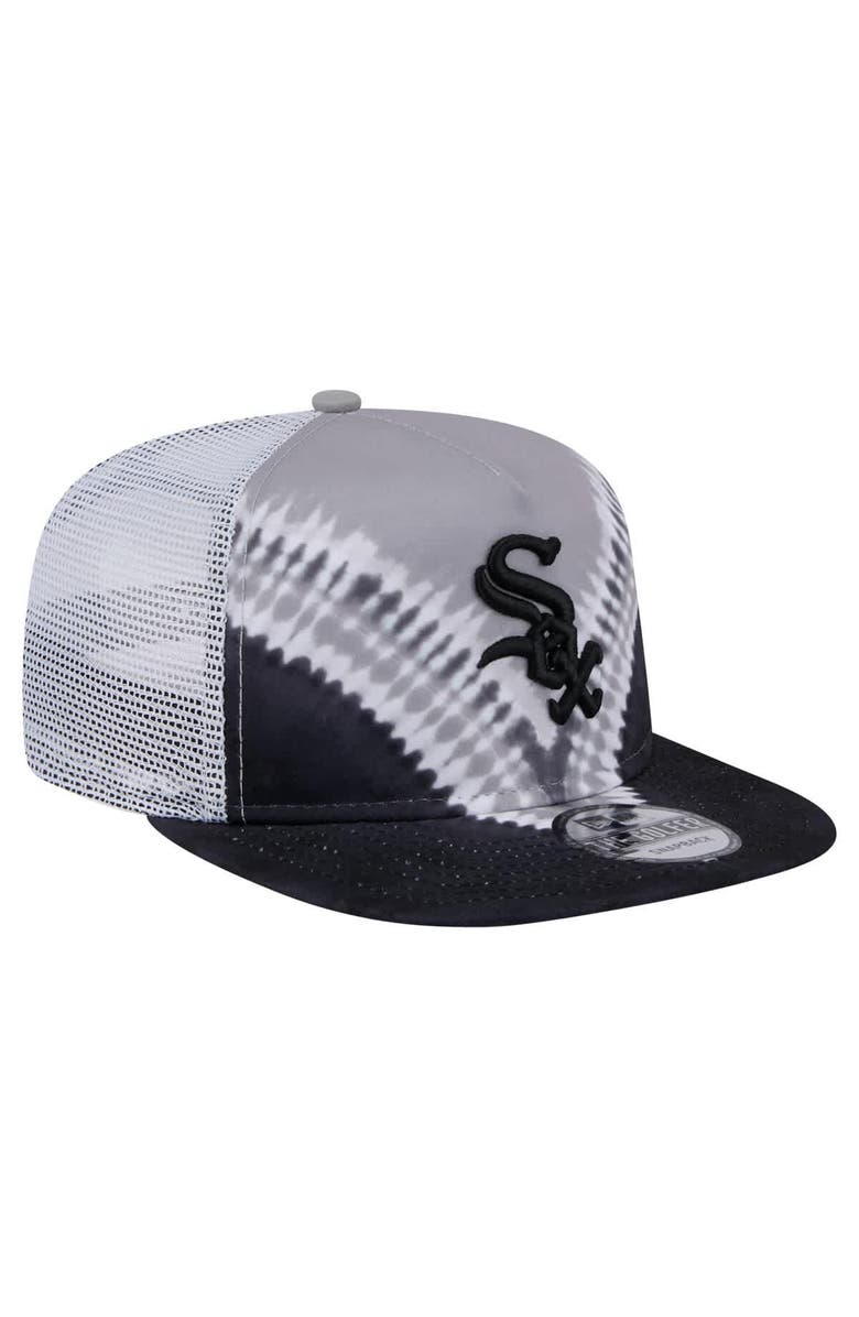 New Era Men's New Era Chicago White Sox Tie-Dye Golfer Trucker Adjustable Hat, Alternate, color, Black