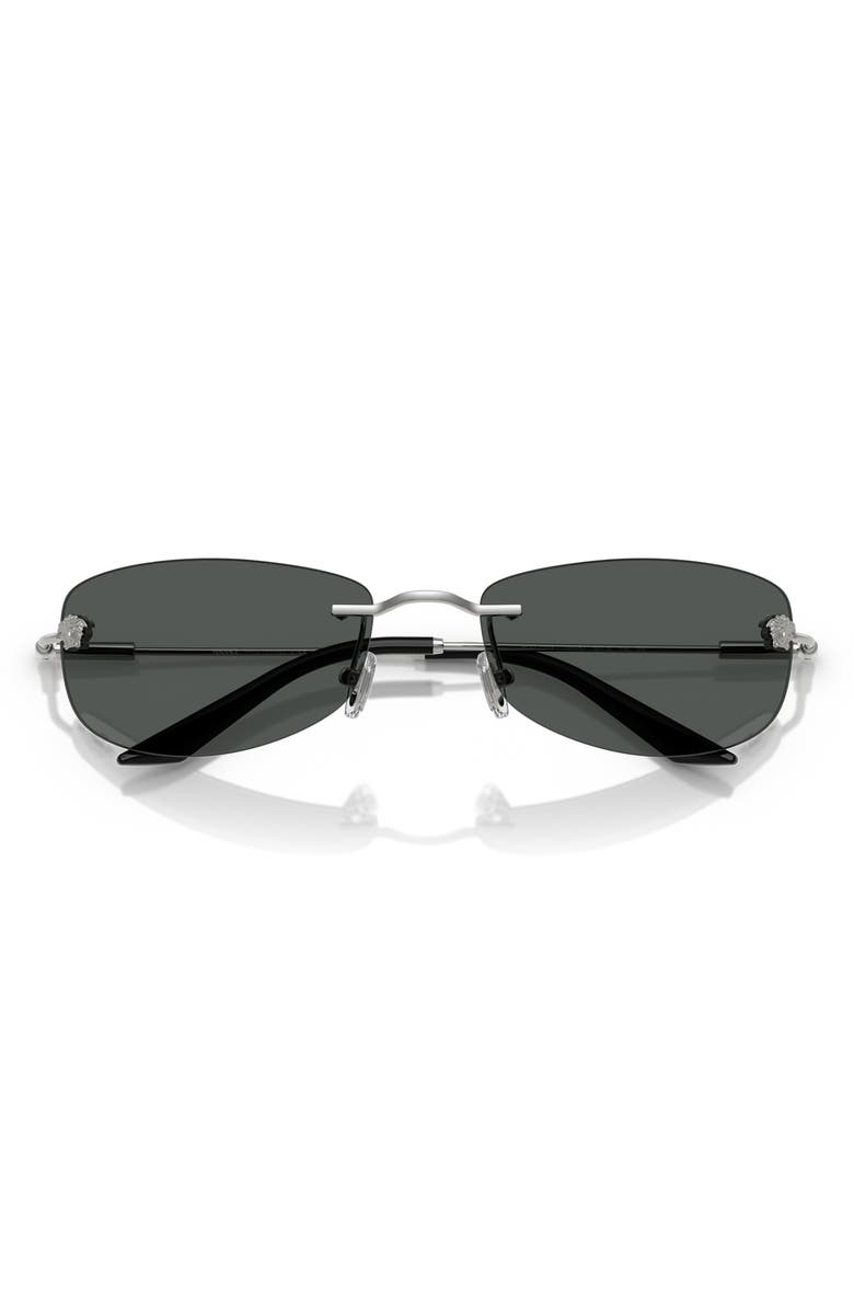 Versace 60mm Rectangular Sunglasses, Alternate, color, Silver