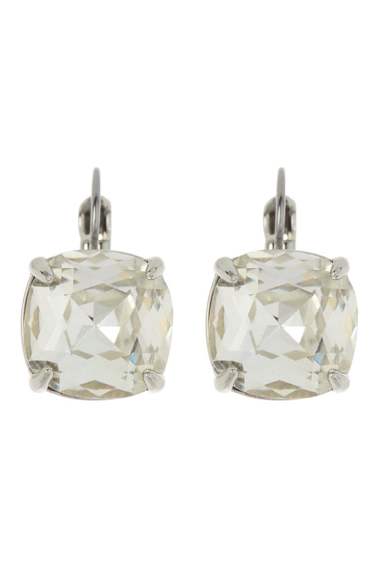 square cubic zirconia lever back earrings, Main, color, CLEAR/SLVR