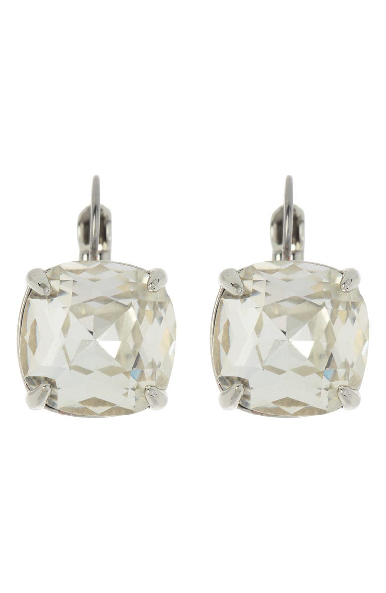 Kate Spade New York square cubic zirconia lever back earrings, Main, color, Clear/Slvr