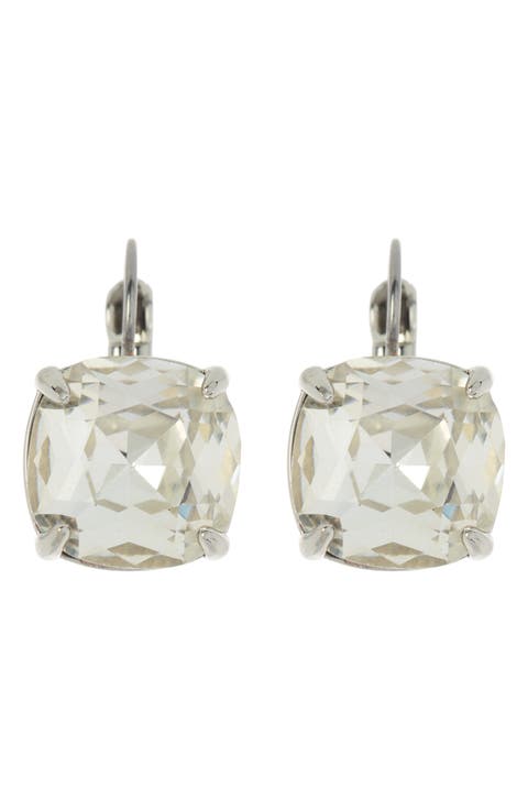 square cubic zirconia lever back earrings