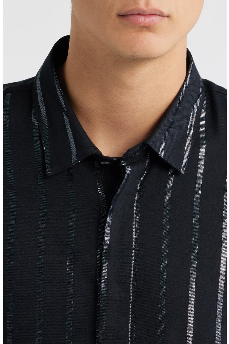 Rodney Print Covered Placket Button-Up Shirt, Alternate, color, BLACK