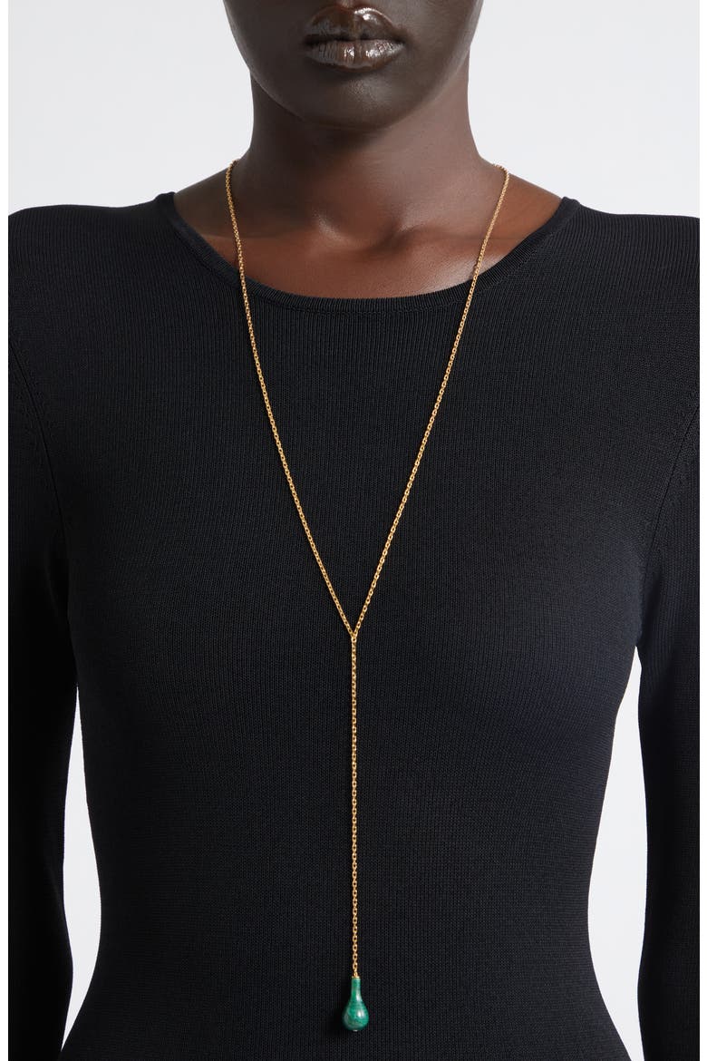 Jade Drop Necklace, Alternate, color, DARK GREEN/ GOLD