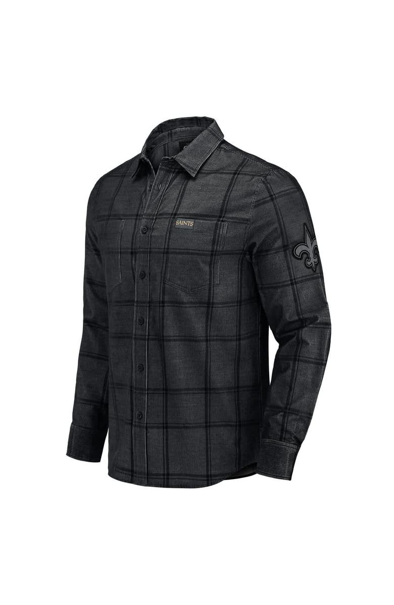 Darius Rucker Collection by Fanatics Men's Darius Rucker Collection by Fanatics Black New Orleans Saints Micro Corduroy Plaid Button Up Shirt, Alternate, color, Black