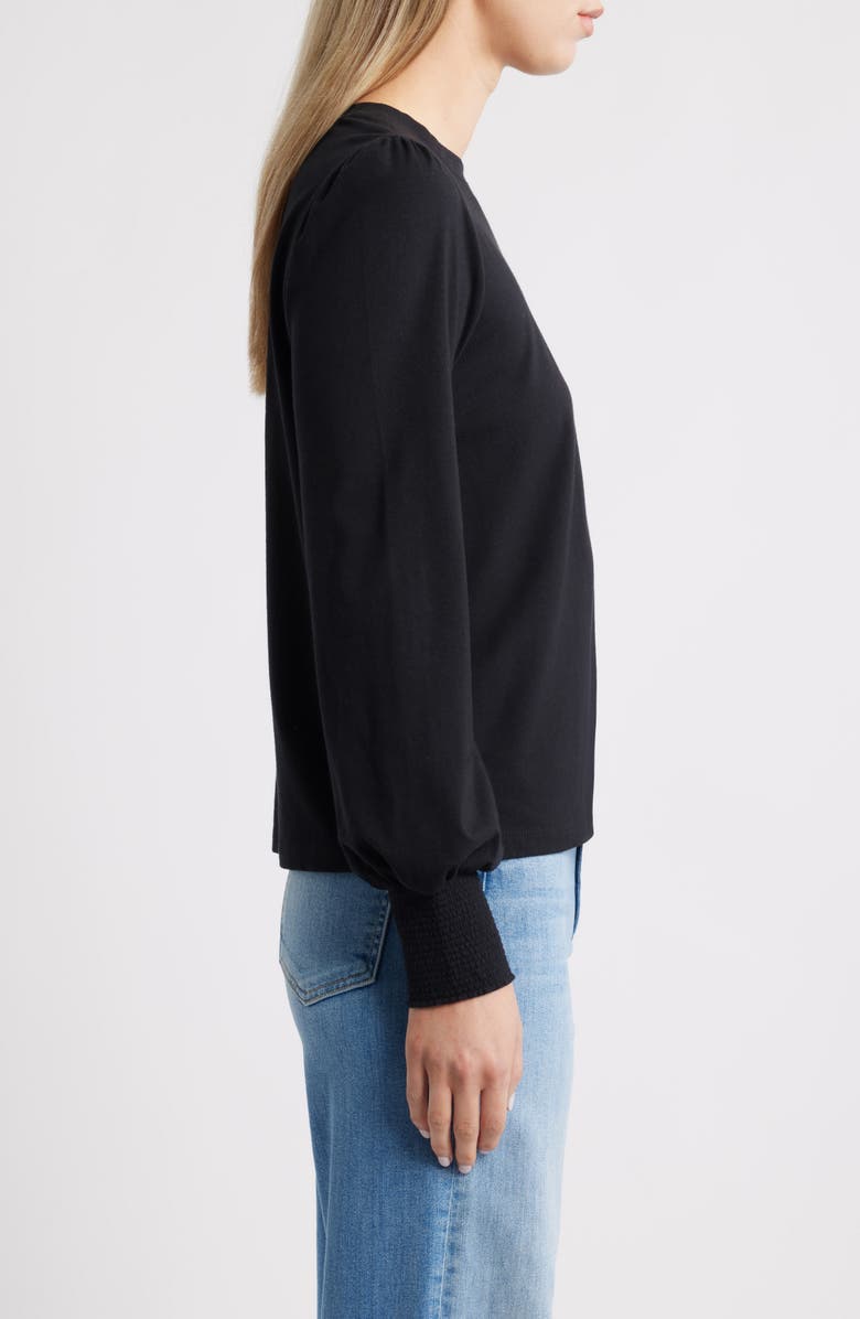 Caslon<sup>®</sup> Blouson Sleeve Cotton Blend Top, Alternate, color, Black