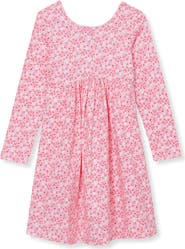 Lands' End Girls Long Sleeve Gathered Waist Jersey Dress
