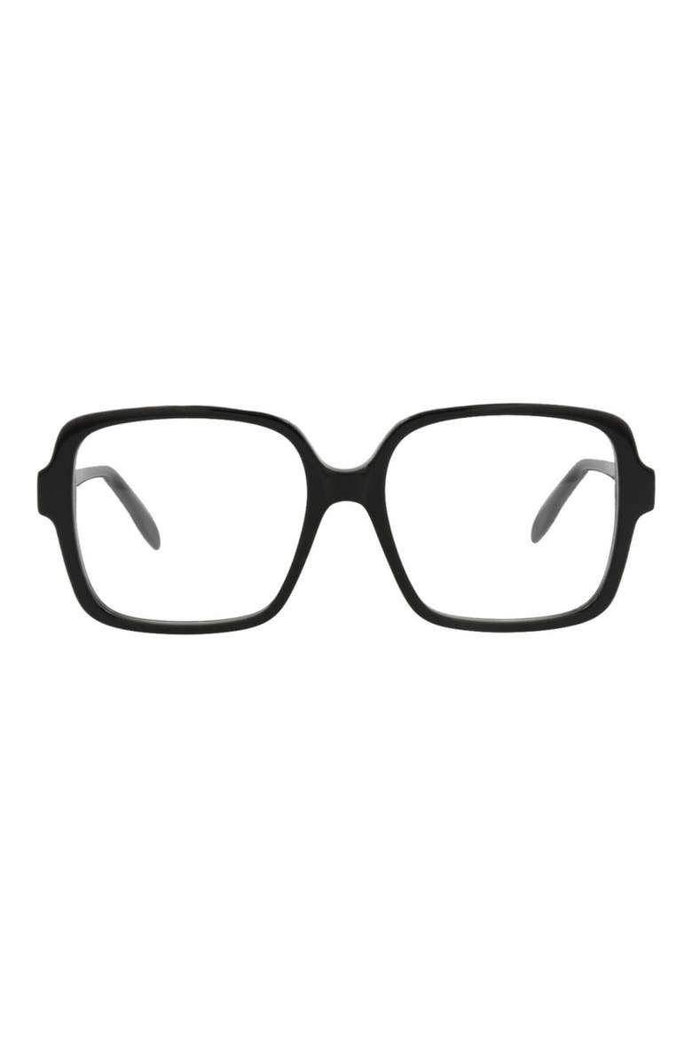 55mm Square Optical Glasses, Main, color, BLACK BLACK TRANSPARENT