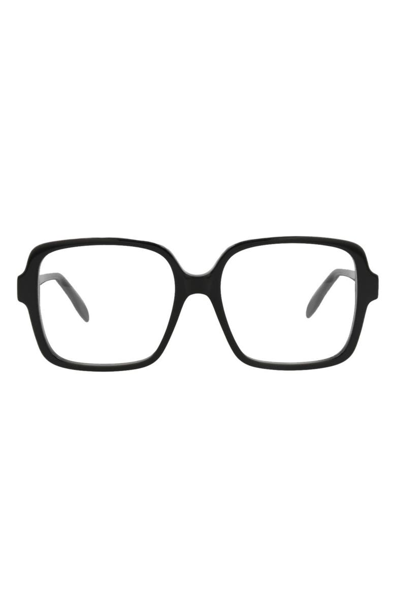McQueen 55mm Square Optical Glasses, Main, color, Black Black Transparent