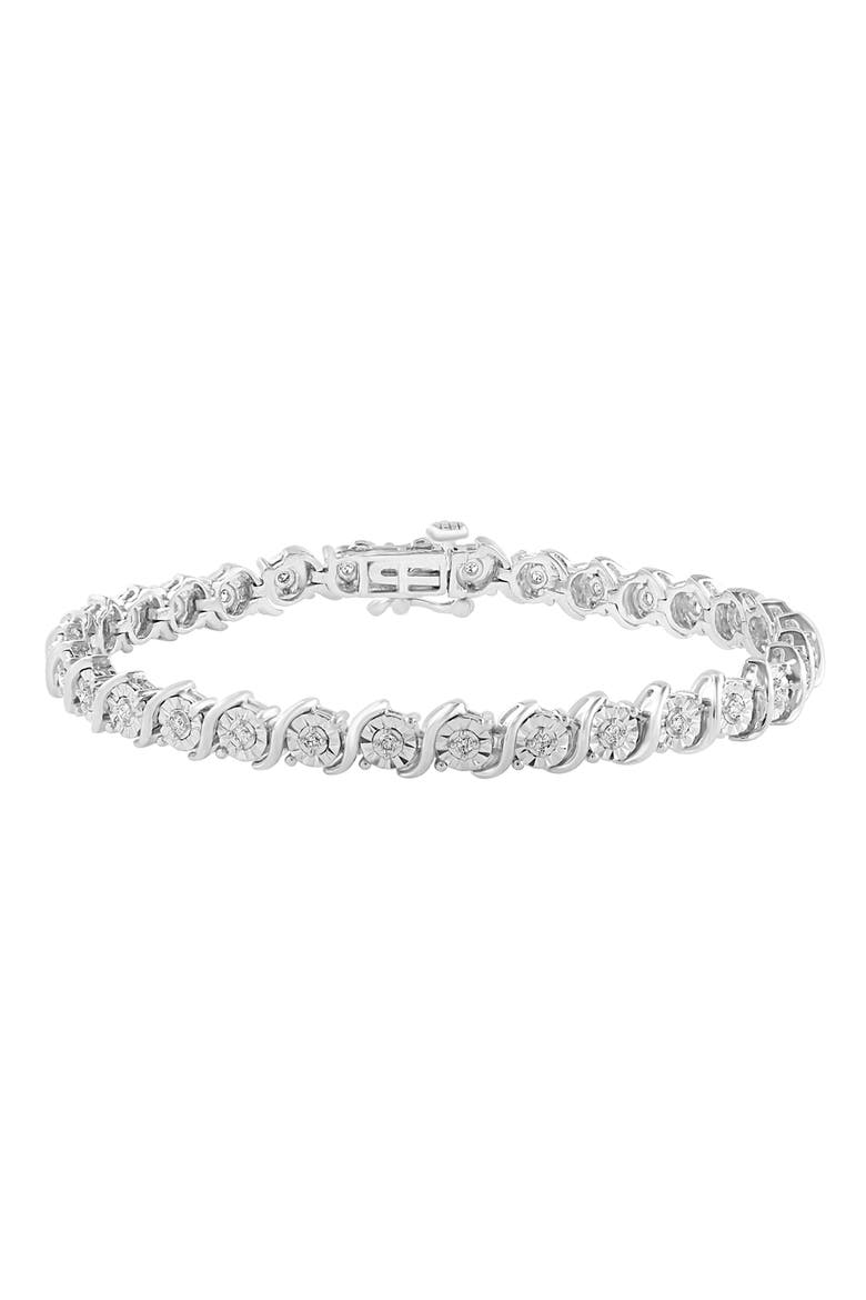 Sterling Silver Diamond Station Bracelet, Main, color, SILVER