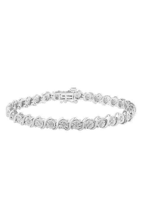 Sterling Silver Diamond Station Bracelet