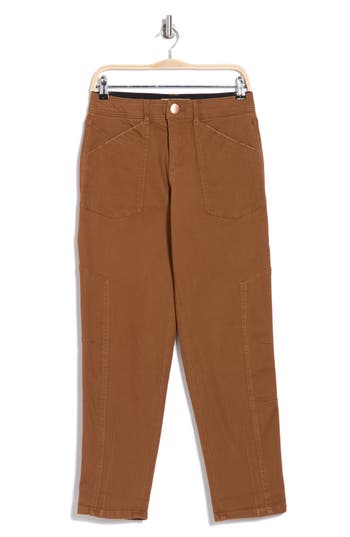 Democracy Twill Tapered Side Panel Straight Leg Jeans In Umber