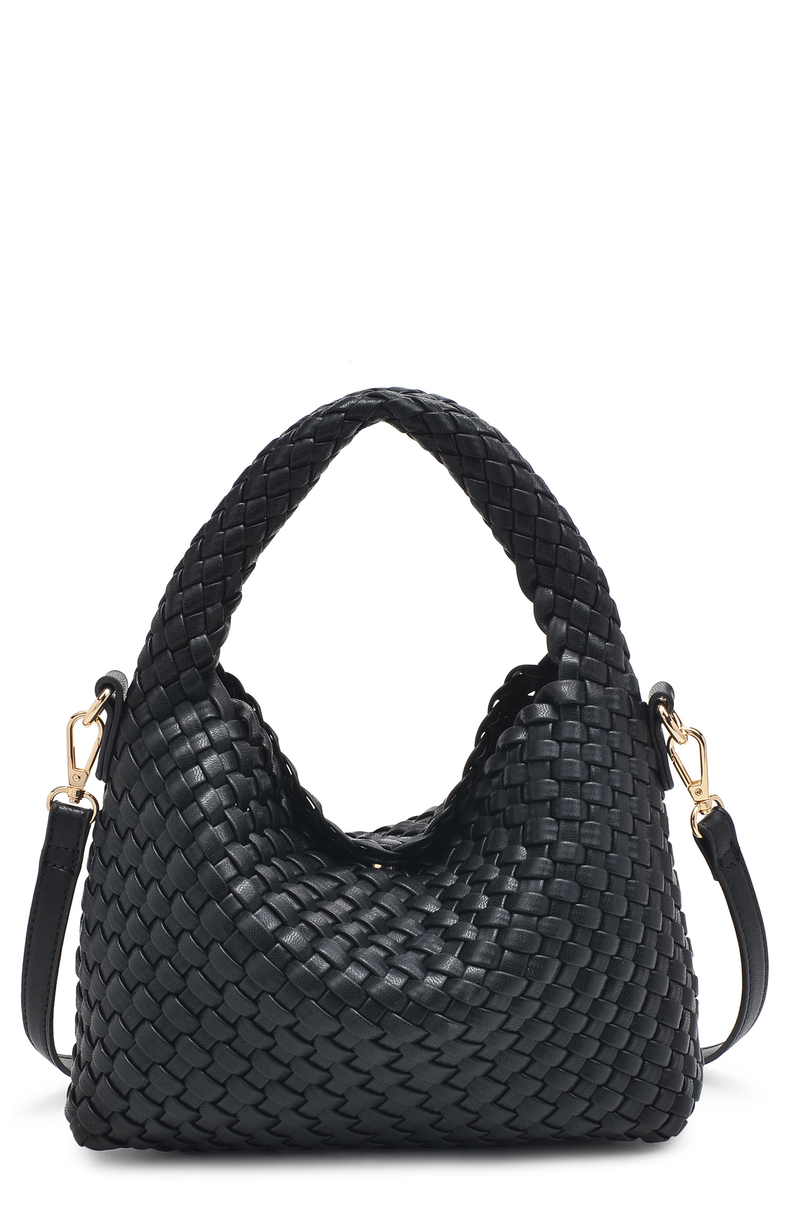 MODA LUXE Jessamine Woven Satchel, Main, color, Black