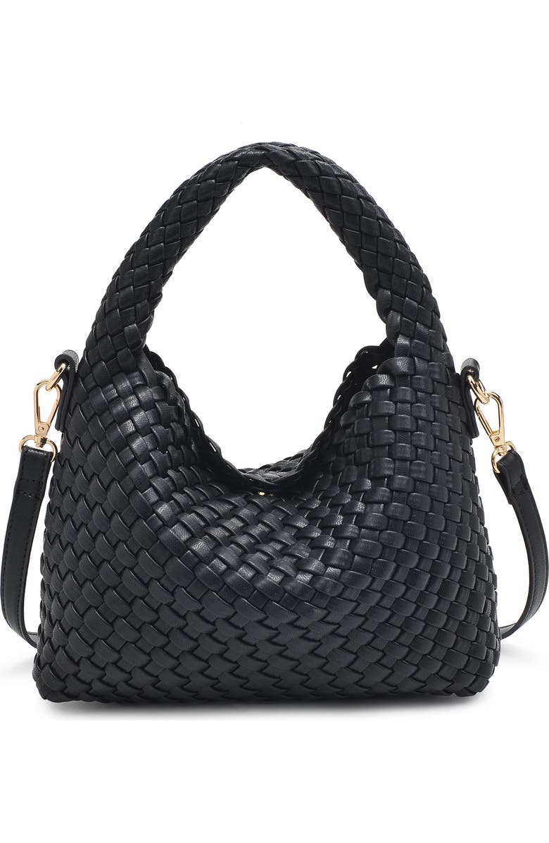 MODA LUXE Jessamine Woven Satchel, Main, color, Black