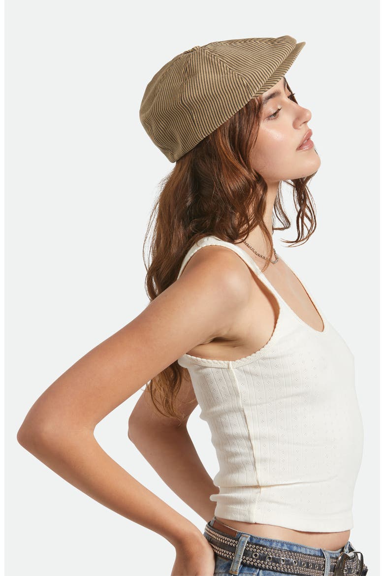 Brood Stripe Driving Cap, Alternate, color, DARK TAN/ BLACK HICKORY STRIPE