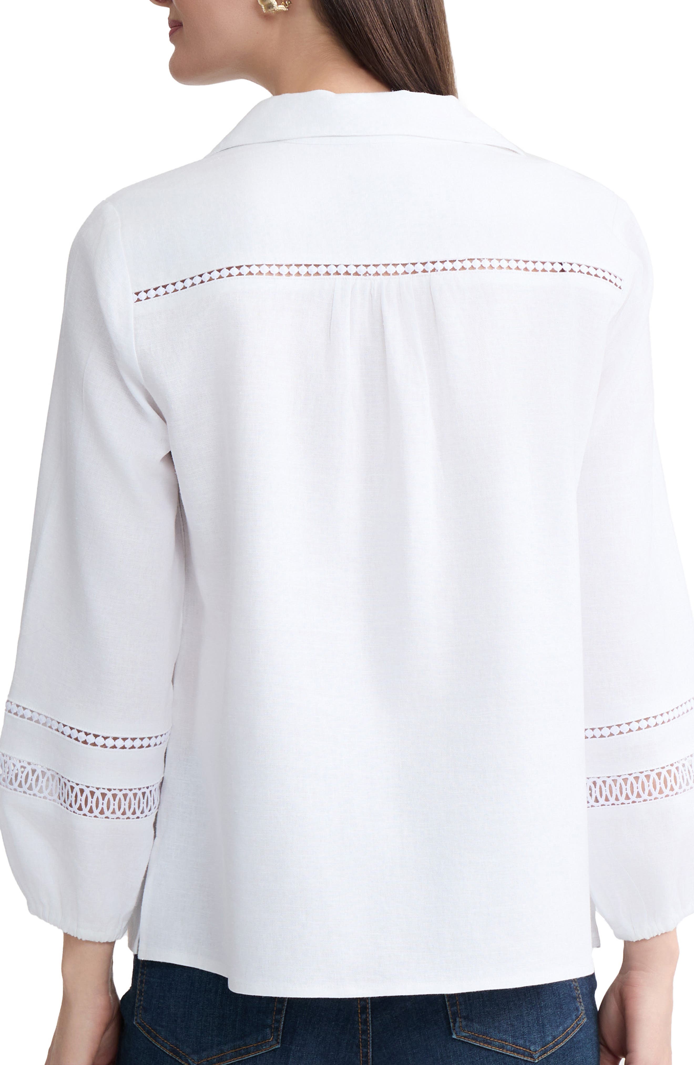 Openwork Trim Button-Up Shirt - image 2
