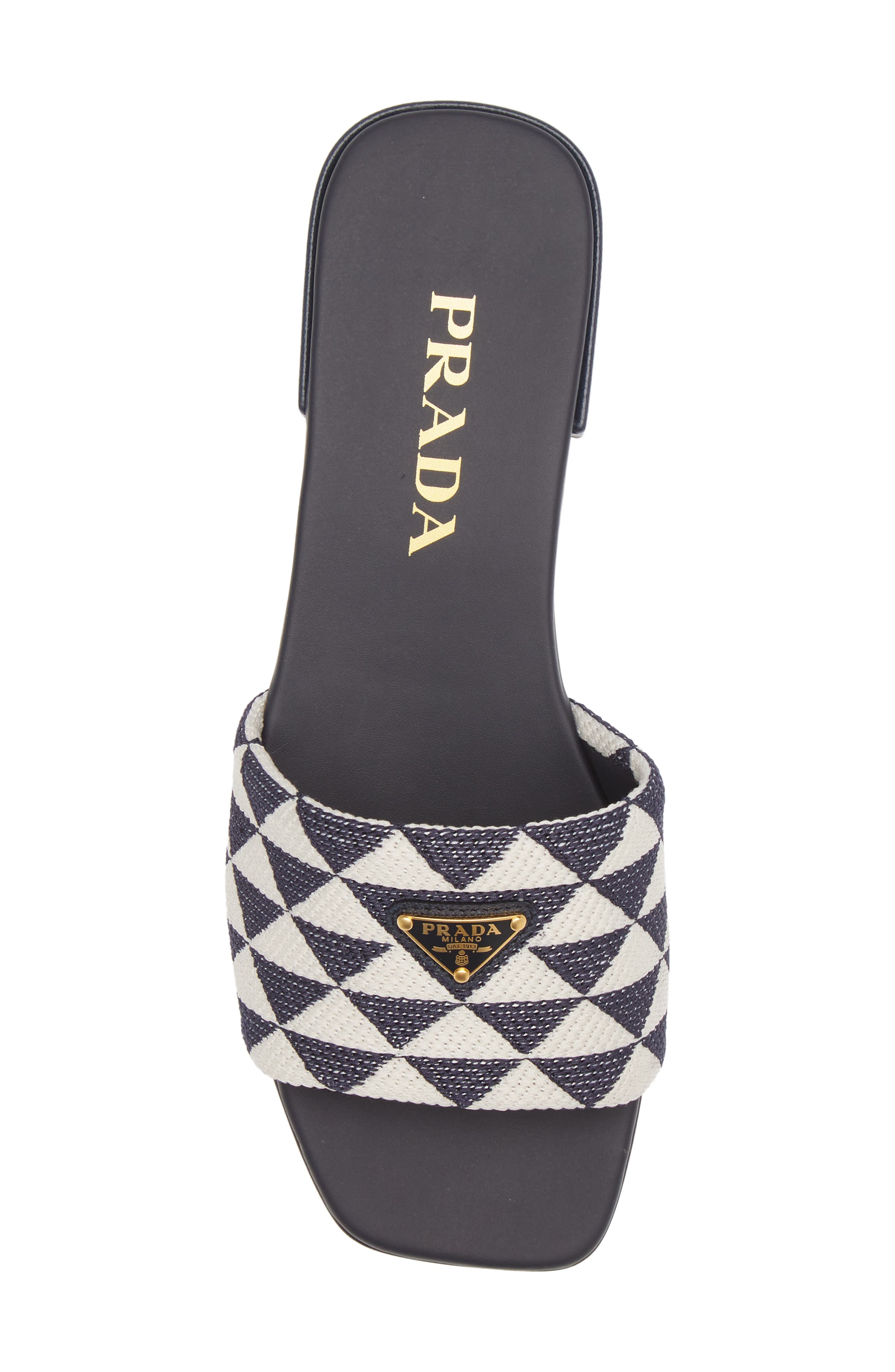 Prada Logo Slide Sandal, Alternate, color, 