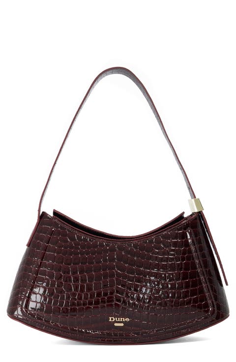 Dependent Croc Embossed Leather Shoulder Bag