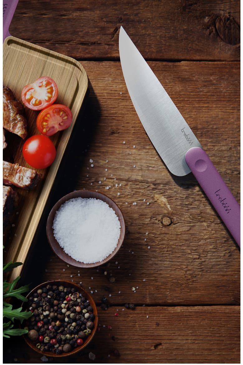 Bamboo Chopping Board with Integrated Chef Knife, Alternate, color, PURPLE