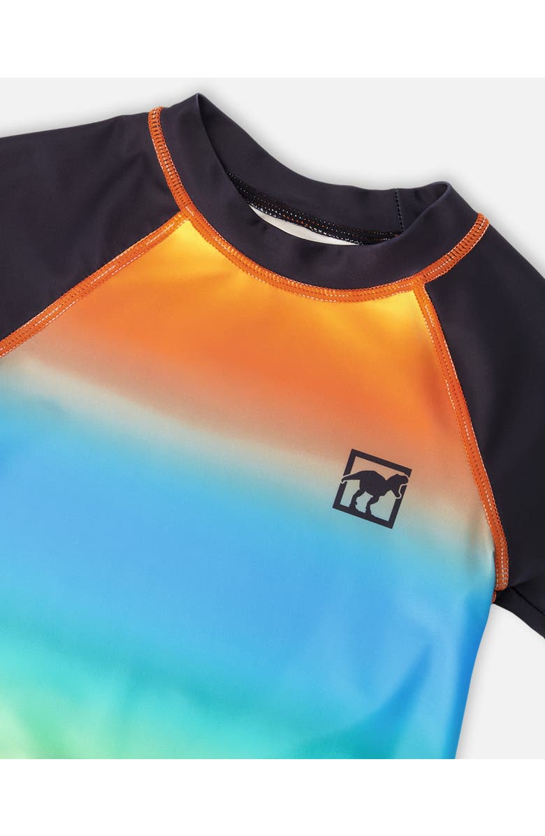 Deux par Deux Short Sleeve Gradient Rashguard, Alternate, color, Orange, Blue & Green Gradient