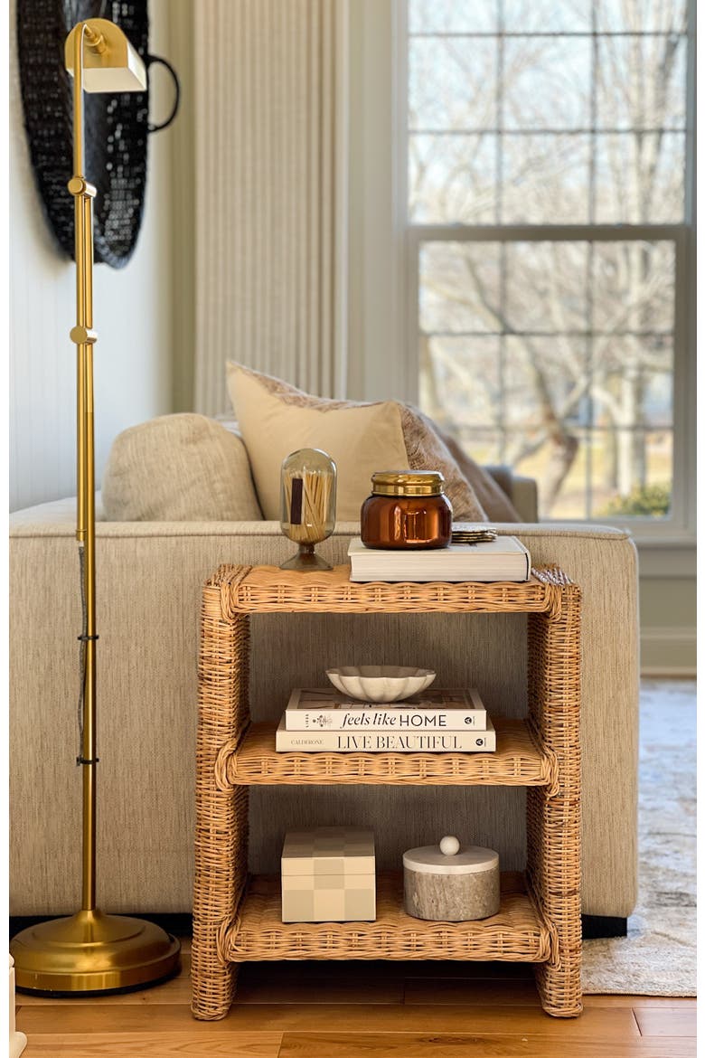 Praerie Bohemian Woven 3-Tier Open Shelf End Table, Nightstand Side Table for Bedroom Living Room, Alternate, color, Natural