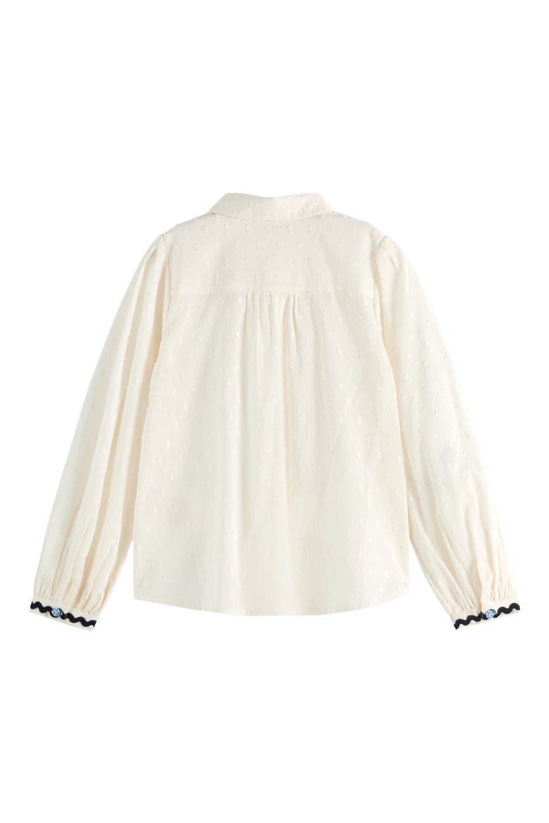 Kids' Floral Embroidered Cotton Button-Up Shirt, Alternate, color, SOFT ICE