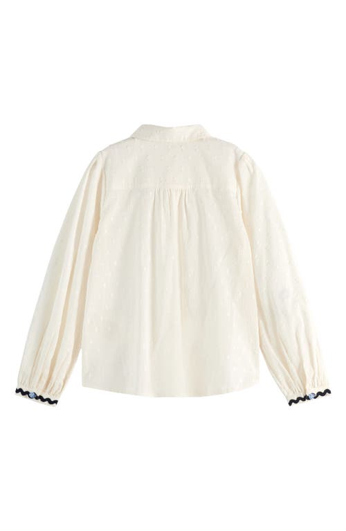 Scotch & Soda Kids' Floral Embroidered Cotton Button-up Shirt