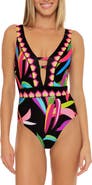 Trina Turk Birds of Paradise Cutout One-Piece Swimsuit