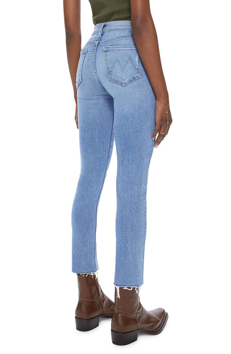MOTHER The Dazzler Mid Rise Frayed Ankle Slim Jeans, Alternate, color,