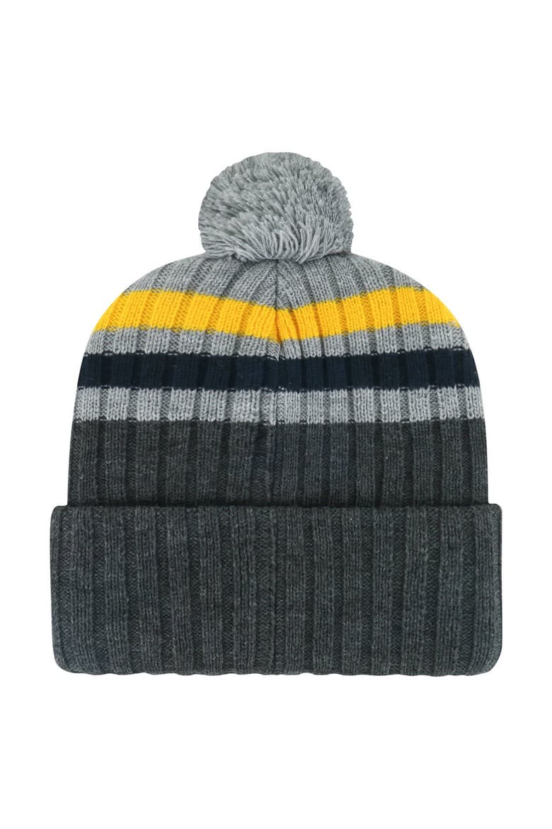 Men's '47 Gray Nashville Predators Stack Patch Cuffed Knit Hat with Pom, Alternate, color, Gray